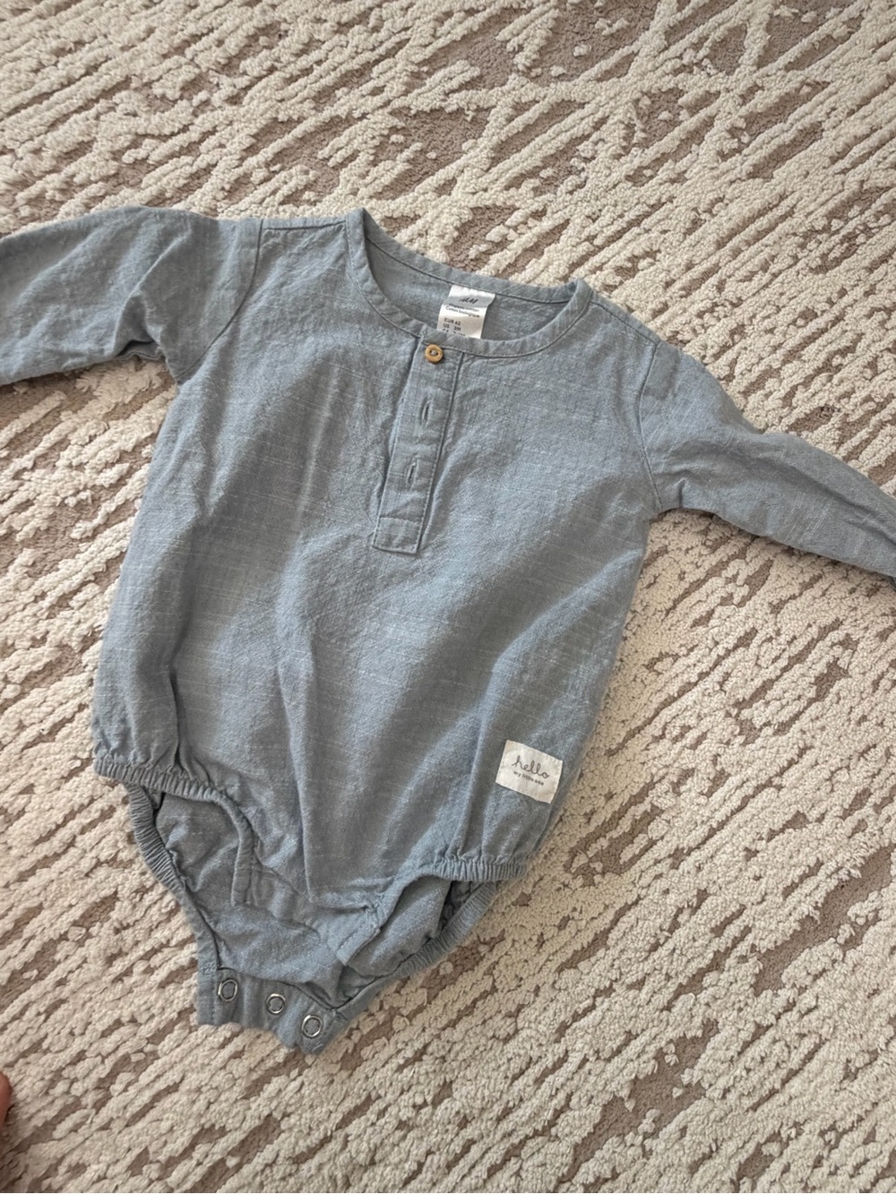 H&M Light Blue Long-Sleeve Henley Bodysuit